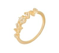 KnSam Women's Flower 9K Au375 Gold Ring Wedding Crystal & Topaz, Size N 1/2