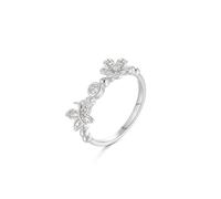 KnSam Women's Flower Butterfly White Gold 14K 585 Promise Bands, Size O 1/2