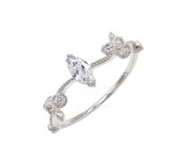 KnSam Women's Flower White Gold Au375 Unique Wedding Bands, Size O 1/2