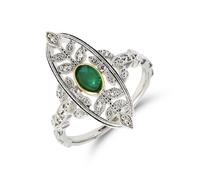 KnSam Women's Leaf 9 Carat White Gold Au375 Wedding Ring Band, Size O 1/2