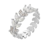 KnSam Women's Leaf White Gold Au585 14K Rings Wedding Bands, Size O 1/2