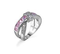 KnSam Women's ring, engagement ring, engagement rings, woman, wedding ring, gold plated, twisted inlaid zircon pink wedding ring. pink