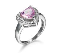 KnSam Women's Ring, Engagement Ring, Gold-Plated Wedding Ring, Silver-Plated Heart Ring, Purple Wedding Ring, Cubic Zirconia,
