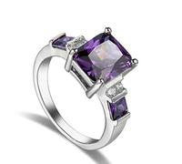 KnSam Women's Ring, Engagement Ring, Silver-Plated, Simple, Elegant, Orange Wedding Ring, Cubic Zirconia,