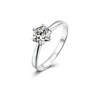 KnSam Women's Ring, Engagement Rings, Women's 6 Claws, Heart Wedding Ring Made of Silver with Cubic Zirconia, White Gold, 925 silver, Cubic Zirconia