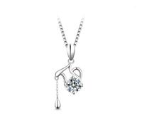 KnSam Women's White Gold 750 Aquarius Necklace 1ct Moissanite Pendant, 45cm