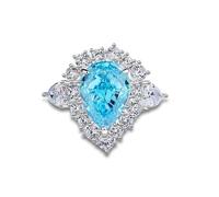 KnSam Yellow Gold 18K Au750 Wedding Ring Real Petite Classic Engagement Ring with Laboratory Created Sapphire Rose Pear Cut Couple Rings Moissanite Platinum PT950, Size 47-65, 950 Platinum, Topaz