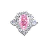 KnSam Yellow Gold 18K Au750 Wedding Ring Real Petite Classic Engagement Ring with Laboratory Created Sapphire Rose Pear Cut Couple Rings Moissanite Platinum PT950, Size 47-65, 9ct white gold