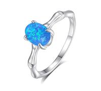 KnSam Yellow Gold 750 Friendship Rings Real Gold Petite Classic Partner Rings with Opal White Colourful Oval Cut Couple Rings Moissanite Platinum PT950, Size 47-65, 18ct white gold, Opal Moissanite