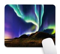 Knseva Aurora Borealis Mouse Pad 9.5"x 7.9", Reinforced Stitched Edges, Durable Anti-Slip Gaming & Office Mat Desk Decor, Spectacular Alaskan Northern Lights Meadows Scene at Night