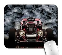 Knseva Classic Car Office/Gaming Mouse Pad 9.5"x7.9", Anti-Slip Mat for Desk, Cool Vintage Vehicle Smokes Background Speed Excitement Design