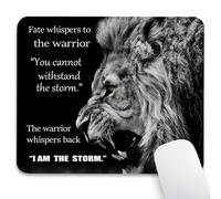 Knseva Inspirational Lion Quotes Mouse Pad 9.5"x 7.9", Reinforced Stitched Edges, Durable Anti-Slip Gaming & Office Mat Desk Decor, Majestic Roar Warrior Whispers Back to Fate I am The Storm