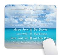 Knseva Inspirational Quote & Tropical Beach Mouse Pad 9.5"x 7.9", Reinforced Stitched Edges, Durable Anti-Slip Gaming & Office Mat Desk Decor, Today is A Day Serene Blue Paradise Cloudy Sky