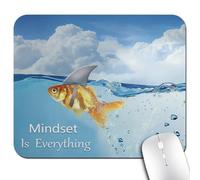 Knseva Mindset is Everything Motivation Office/Gaming Mouse Pad 9.5"x7.9", Anti-Slip Mat for Desk, Shark Goldfish Comical Humorous Nature Scene Inspirational Quote