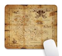 Knseva Old Island Treasure Map Mouse Pad 9.5"x 7.9", Reinforced Stitched Edges, Durable Anti-Slip Gaming & Office Mat Desk Decor, Grungy Rustic Pirates Gold Secret Sea History Theme