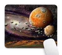 Knseva Outer Space Planets Mouse Pad 9.5"x 7.9", Reinforced Stitched Edges, Durable Anti-Slip Gaming & Office Mat Desk Decor, Galaxy Universe Stars Deep Sky Objects Stones Astronomy
