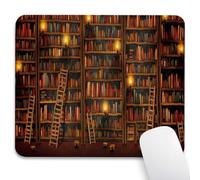 Knseva Retro Bookshelf Mouse Pad 9.5"x 7.9", Reinforced Stitched Edges, Durable Anti-Slip Gaming & Office Mat Desk Decor, Vintage Grand Library