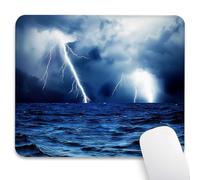 Knseva Turbulent Seas with Lightning Strike Mouse Pad 9.5"x 7.9", Reinforced Stitched Edges, Durable Anti-Slip Gaming & Office Mat Desk Decor, Navy Blue Ocean Horror Nature Weather