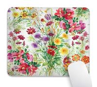 Knseva Watercolor Floral Mouse Pad 9.5"x 7.9", Reinforced Stitched Edges, Durable Anti-Slip Gaming & Office Mat Desk Decor, Abstract Colorful Flowers Design Romantic Rose Blooms Daisies