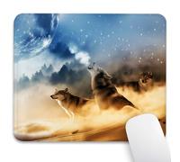 Knseva Wolves Howling at The Moon Mouse Pad 9.5"x 7.9", Reinforced Stitched Edges, Durable Anti-Slip Gaming & Office Mat Desk Decor