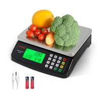 KNSWE Large Digital Kitchen Scale Black 40KG/88LB Commercial Food Weight Scale Cooking Meat Baking Bread Price Computing Scale Stainless Steel Counting Scale for Deli Stores Tare Function