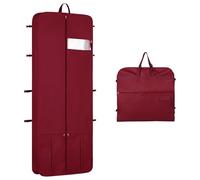 Kntiwiwo Wedding Dress Garment Bag 72" Dress Bags for Gowns Long with Accessories Pockets Bridal Garment Cover with Adjustable Handles for Wedding Dress, Prom Evening Gown, Burgundy, 24" x 72"Burgundy