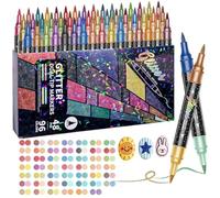 Knubbuf 24/48/72/96 Farben Glitter Effect Brush Markers, Glitter Pens Outline Markers Set for Card Making, DIY Crafts & Photo Albums, Self-Outline Art Supplies for Kids Adults (96 Colors)