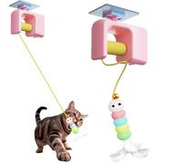 Knubbuf Automatic Yo-Yo Style Cat Toy, Interactive Cat Toy Automatic Retractable Door Hanging Cat Climber, Smart Electric Cat Toy for Indoor Cats, 70-Inch Motion Activated Paws (Pink)