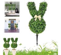 Knubbuf Bunny Topiary, 2 of Set Easter Artificial Rabbit Plant Decor, Bunny Topiary Trees Artificial Outdoor, Faux Boxwood Topiary Plant for Easter Porch Decor Outdoor/Indoor (1pc)
