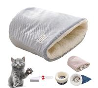 Knubbuf Cat Sleeping Bag, Cat Winter Sleeping Bag, Cat Sleeping Bag for Indoor Cats, Pet Mat Warming Pad Sack, Removable and Washable Medium and Large Pet Warming Pad (D)