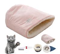 Knubbuf Cat Sleeping Bag, Cat Winter Sleeping Bag, Cat Sleeping Bag for Indoor Cats, Pet Mat Warming Pad Sack, Removable and Washable Medium and Large Pet Warming Pad (F)