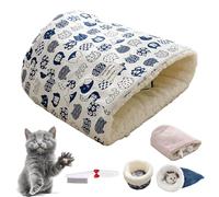 Knubbuf Cat Sleeping Bag, Cat Winter Sleeping Bag, Cat Sleeping Bag for Indoor Cats, Pet Mat Warming Pad Sack, Removable and Washable Medium and Large Pet Warming Pad (C)