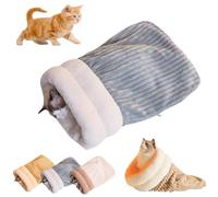 Knubbuf Cat Sleeping Bag, Cat Winter Sleeping Bag, Sleeping Bag for Cats, Pet Mat Warming Pad Sack, Semi-Enclosed Pet Sleeping Bed, Pet Sleeping Bag for Indoor Cats and Small Dogs (Blue)