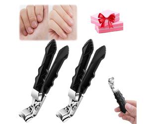 Knubbuf Clipmaster Pro, 2024 New Nail Clippers, Angled Head Senior Toenail Clipper (2Pcs), Black, Stainless Steel