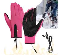 Knubbuf Hygosport Rechargeable Heated Electric Touchscreen Gloves, Hygosport Heated Gloves Rechargeable, USB Heated Gloves for Men Women - Windproof Waterproof (Pink, XL)