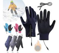 Knubbuf Hygosport Rechargeable Heated Electric Touchscreen Gloves, USB Heated Gloves Rechargeable, Hygosport Waterproof Gloves for Women and Men (Blue, L)