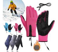 Knubbuf Hygosport Rechargeable Heated Electric Touchscreen Gloves, USB Heated Gloves Rechargeable, Hygosport Waterproof Gloves for Women and Men (Pink, M)