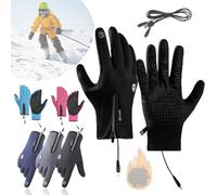 Knubbuf Hygosport Rechargeable Heated Electric Touchscreen Gloves, USB Heated Gloves Rechargeable, Hygosport Waterproof Gloves for Women and Men (Black, XL)