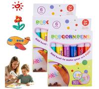 Knubbuf Magic 3D Bubble Popcorn Pens for Kids - 18 Pcs Puffy Paint Drawing Pens Kit, DIY Art Craft Supplies for Greeting Cards, Scrapbooking and Birthday Gifts，2Pcs