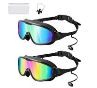 Knubbuf My Cool Summer Goggles, No Leaking Swim Glasses for Men Women Youth, Swimming Goggles with Ear Plugs, Anti Fog Swimming Goggle, Adjustable Elastic Band (Style O)