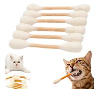 Knubbuf Swabs Cat Toys with Catnip | 6 Pk Durable Cotton Swabs Cat Toys | Interactive Kitten Teething Sticks & Chew Toys | Big Felt Kitty Kicker Accessories for Indoor Boredom Relief (Beige)