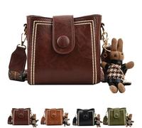 Knubbuf Vintage Fashion Bag with Adjustable Wider Shoulder Strap, Shoulder and Crossbody Bag, Vintage Fashion Bag with Adjustable Strap, Retro Bucket Bag (Coffee)