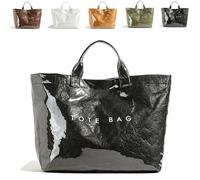 Knubbuf Women's Letters Print Tote Bag, PVC Tote Bags for Women Large, Large Kraft Paper Tote Bag, Waterproof Shoulder Bag (Black)