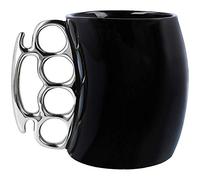Knuckle Duster Mug, Ceramic Teapot Cup, Funny Friends Coffee Mug (Black With Silver Handle)