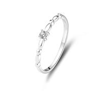 Knuckle Ring, Pretty Rings Stackable Dainty with Round Diamond 9K White Gold Size S 1/2