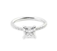 Knuckle Ring, Rings for Women Marriage with 3Ct Princess Cut Moissanite 14K White Gold Size K 1/2