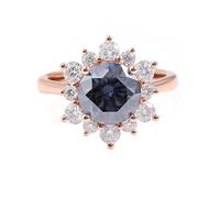 Knuckle Ring, The Wedding Ring Flower 1ct Round Created Sapphire with Moissanite 14K Rose Gold Size U 1/2