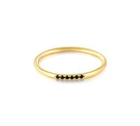 Knuckle Ring, Wedding Ring for Women Gold Delicate with Black Round Shape Diamond 14K Yellow Gold Size P 1/2