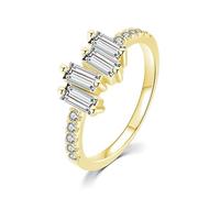 Knuckle Ring, Yellow Gold Ring Real 9K Elegant Irregular with Rectangle Moissanite Size M 1/2