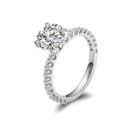 Knuckle Rings for Women, Pretty Rings Round with 1Ct Moissanite 18K White Gold Size J 1/2